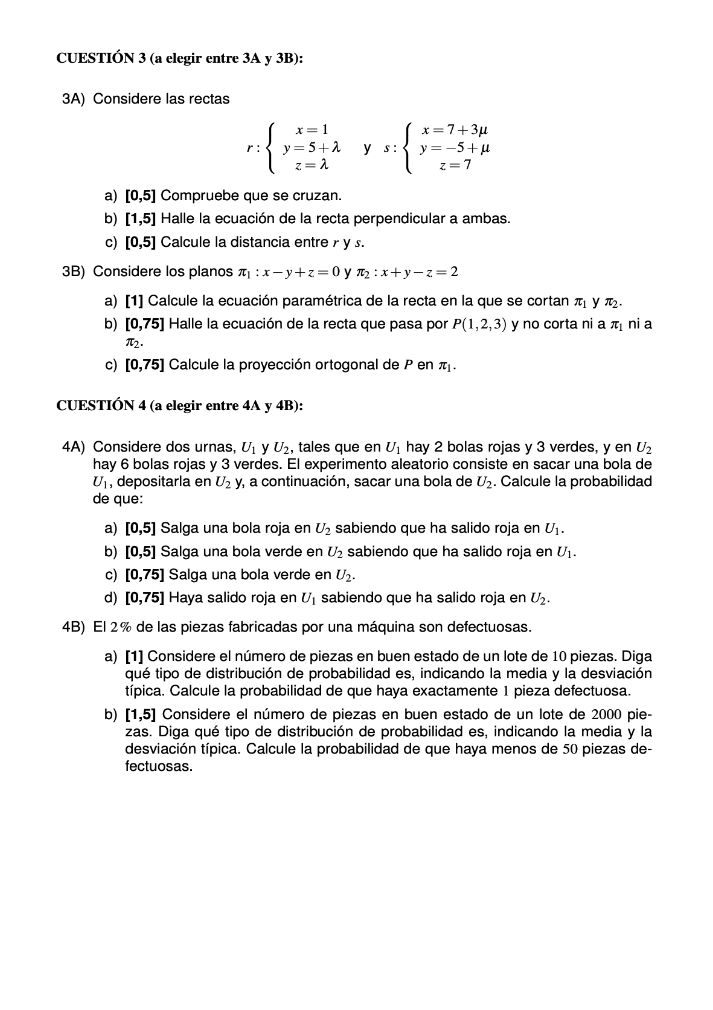 Página 2 del examen de Matemáticas II 2025