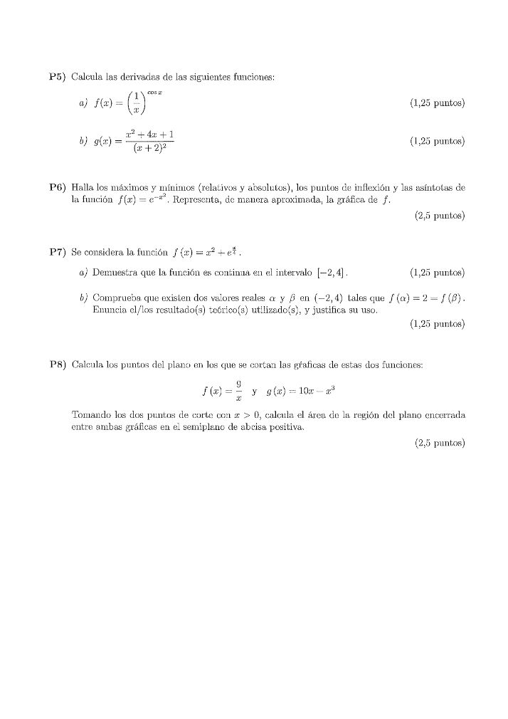 Página 2 del examen de Matemáticas II 2024