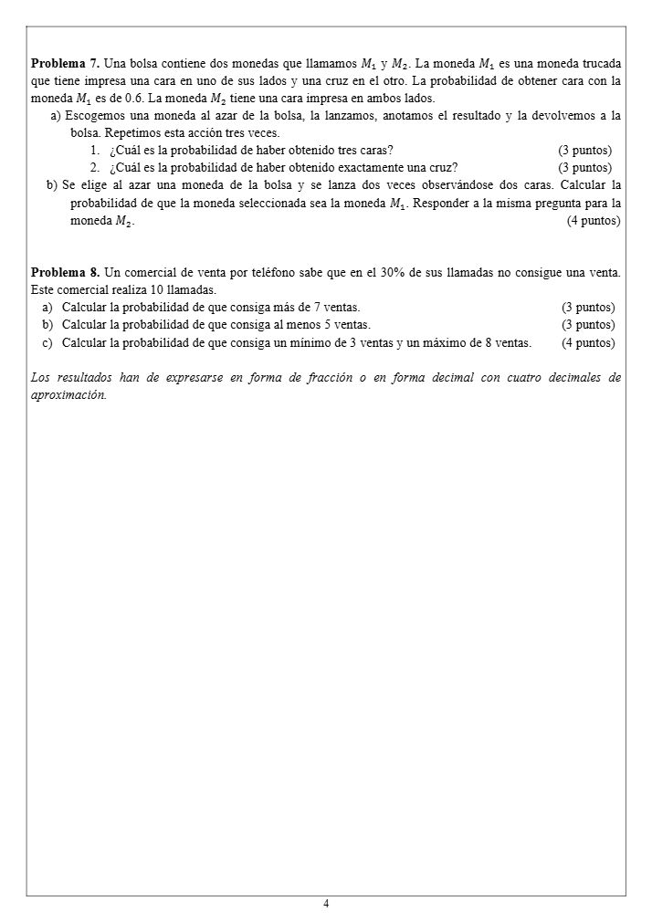 Página 4 del examen de Matemáticas II 2024