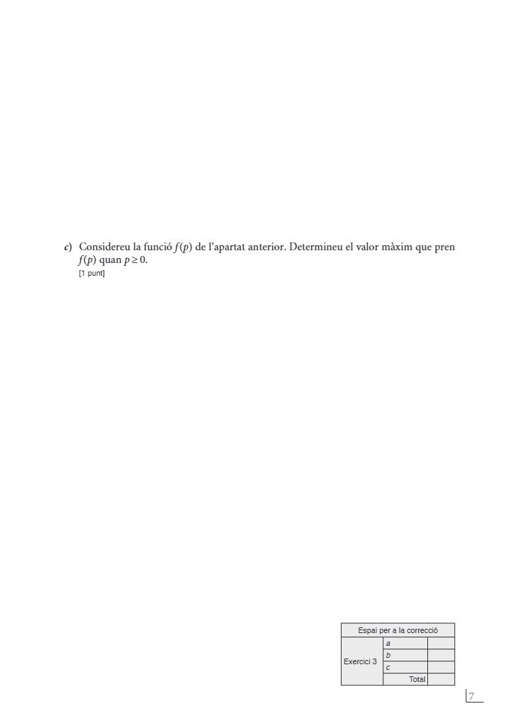 Página 7 del examen de Matemáticas II 2025
