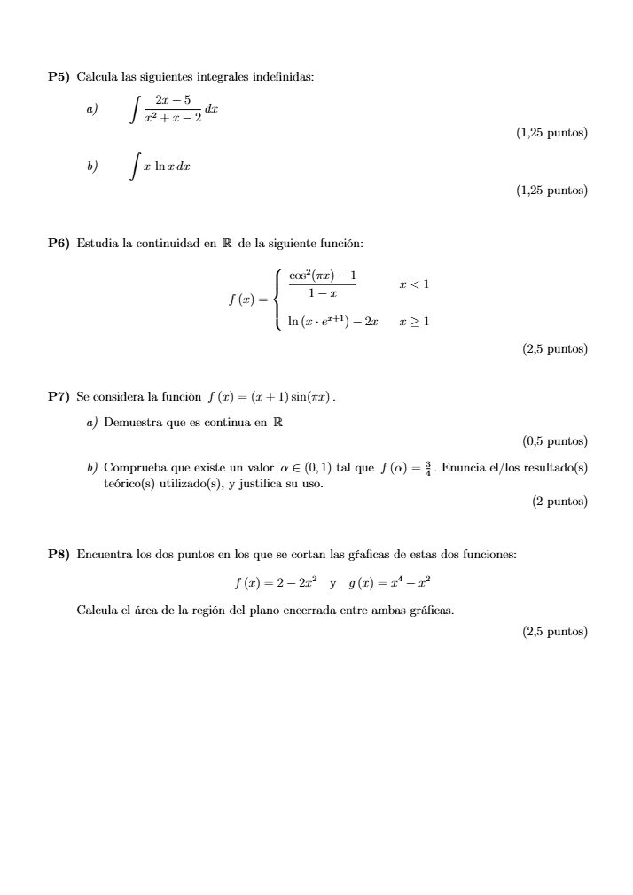 Página 2 del examen de Matemáticas II 2023