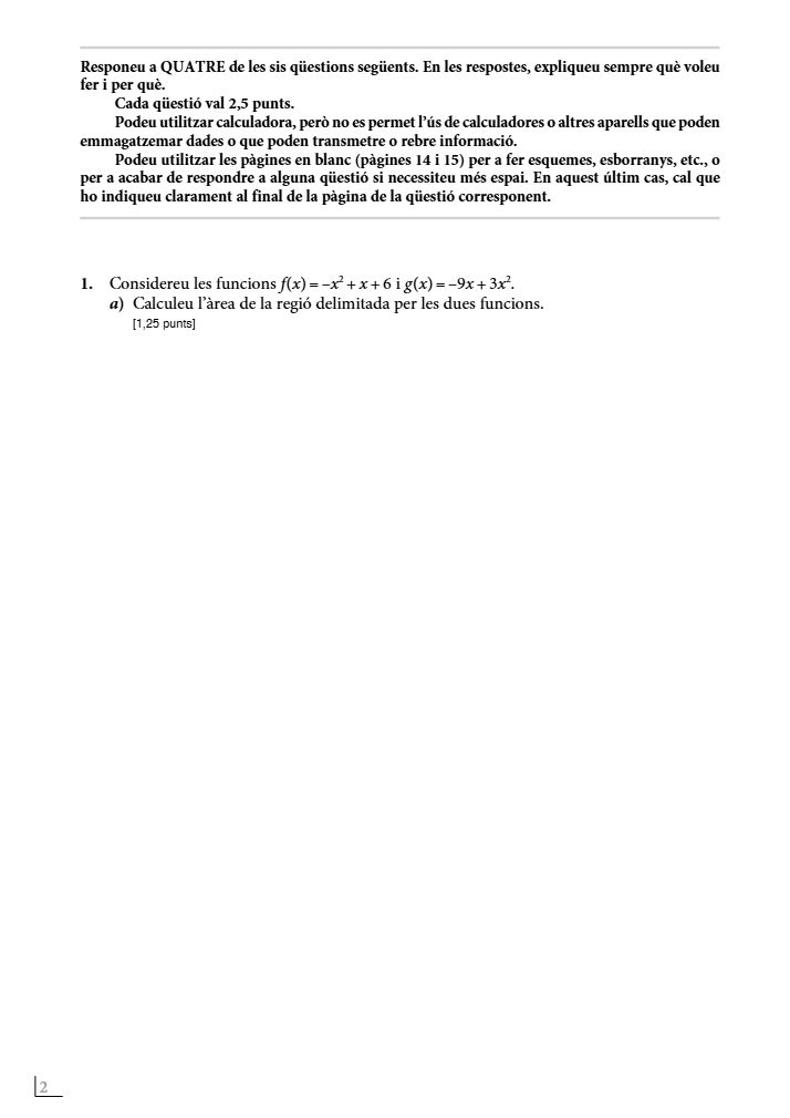 Página 18 del examen de Matemáticas II 2023