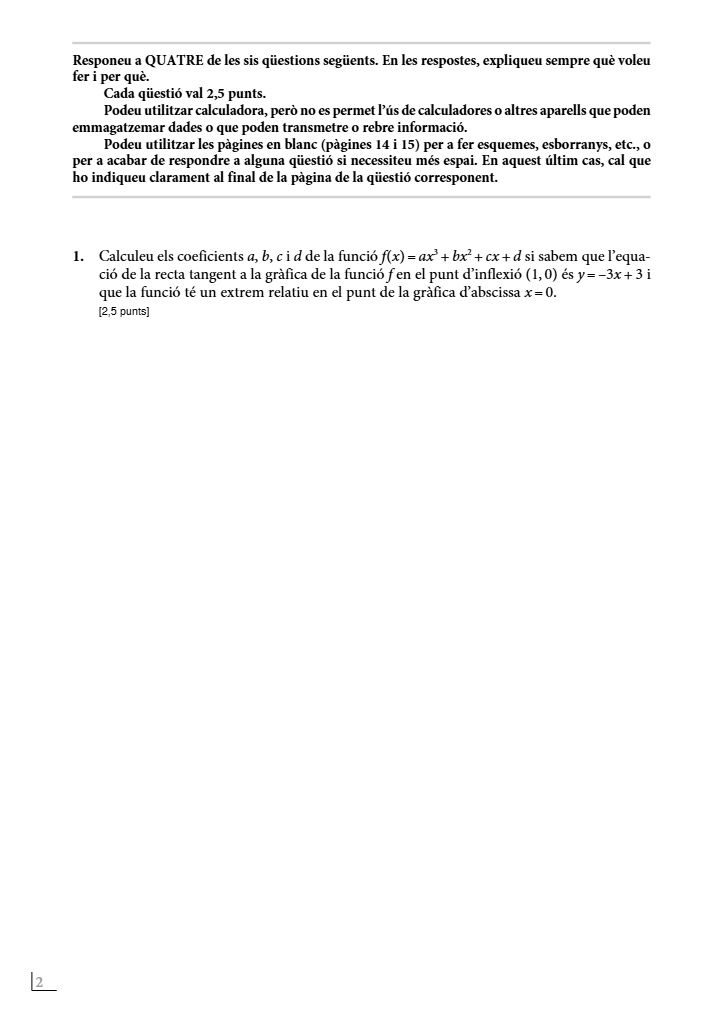 Página 2 del examen de Matemáticas II 2023