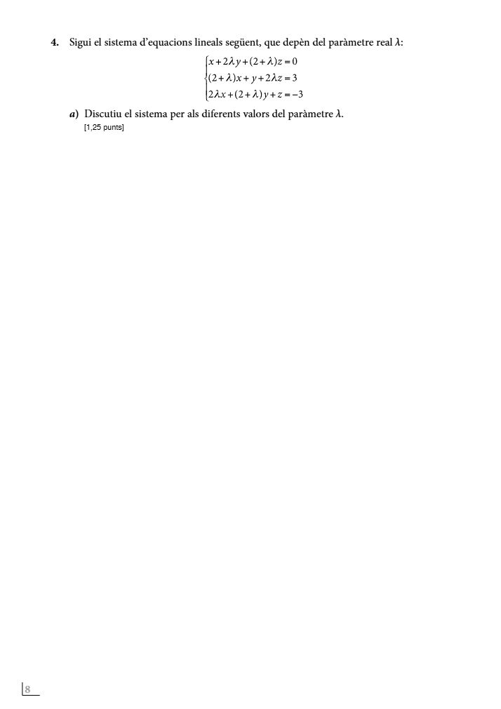 Página 8 del examen de Matemáticas II 2023