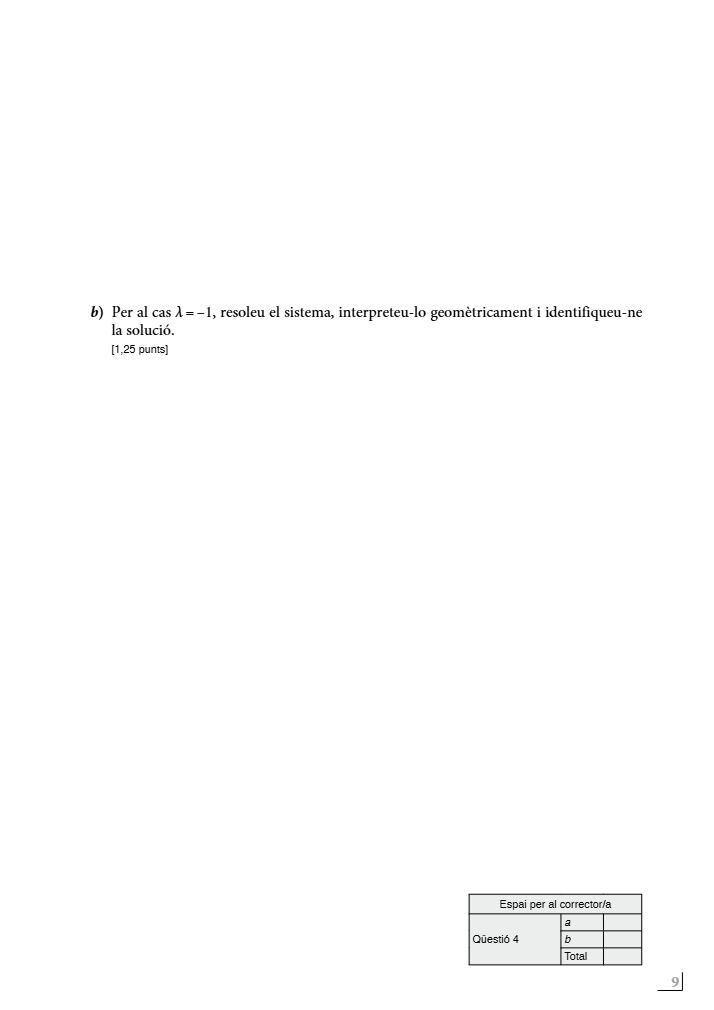 Página 9 del examen de Matemáticas II 2023