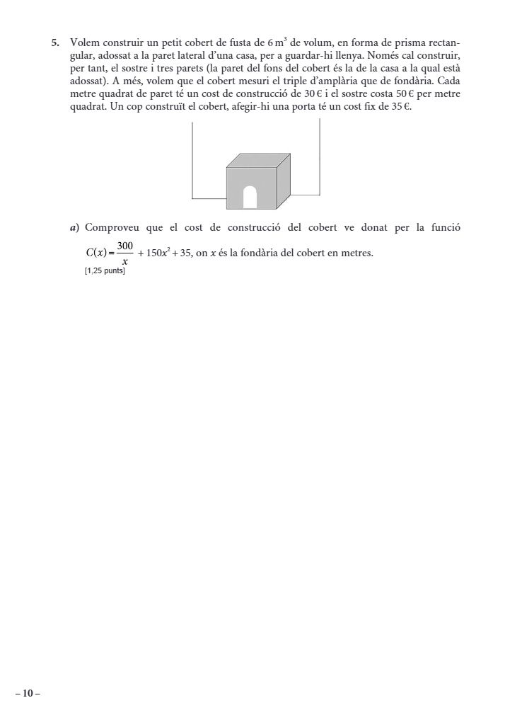 Página 10 del examen de Matemáticas II 2024