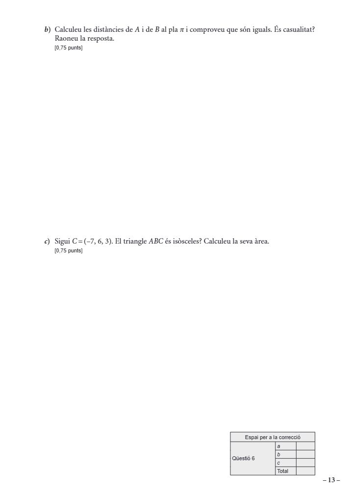 Página 13 del examen de Matemáticas II 2024