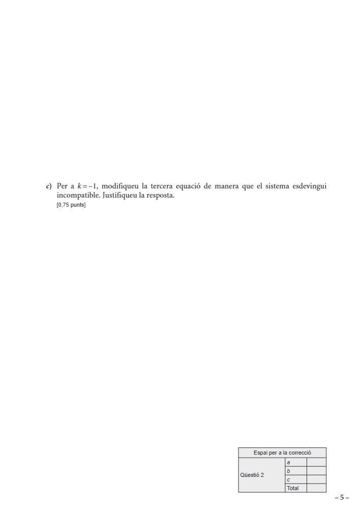 Página 5 del examen de Matemáticas II 2024