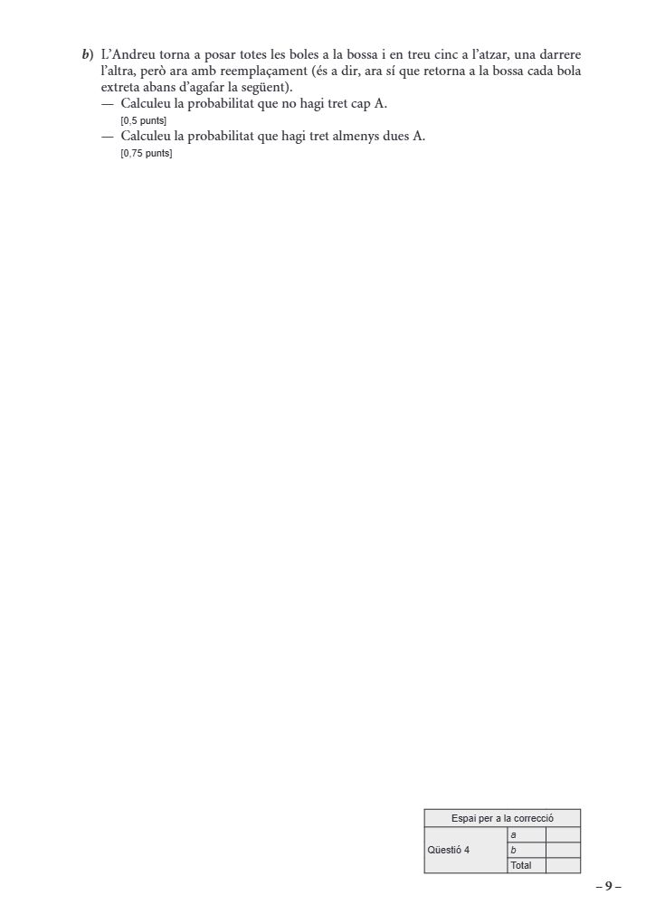 Página 9 del examen de Matemáticas II 2024