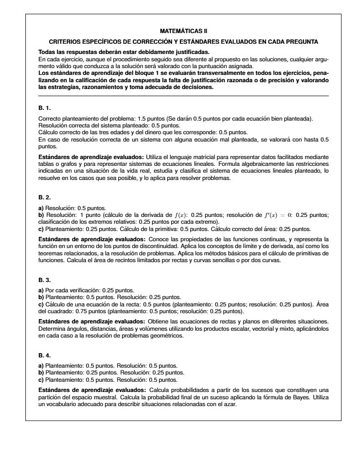 Página 4 del examen de Matemáticas II 2022