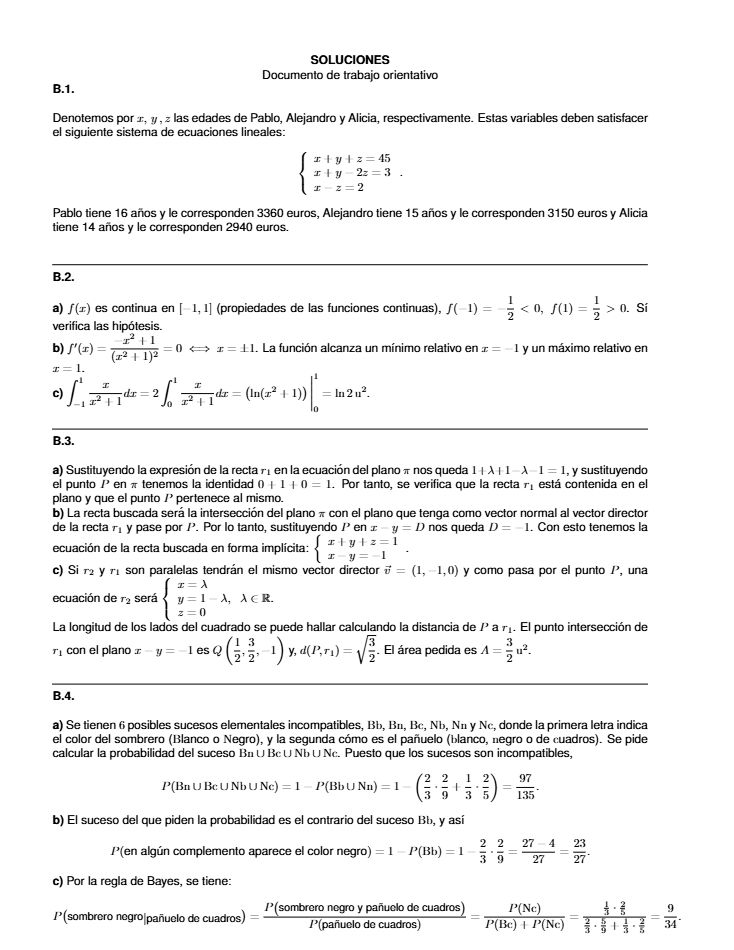 Página 6 del examen de Matemáticas II 2022