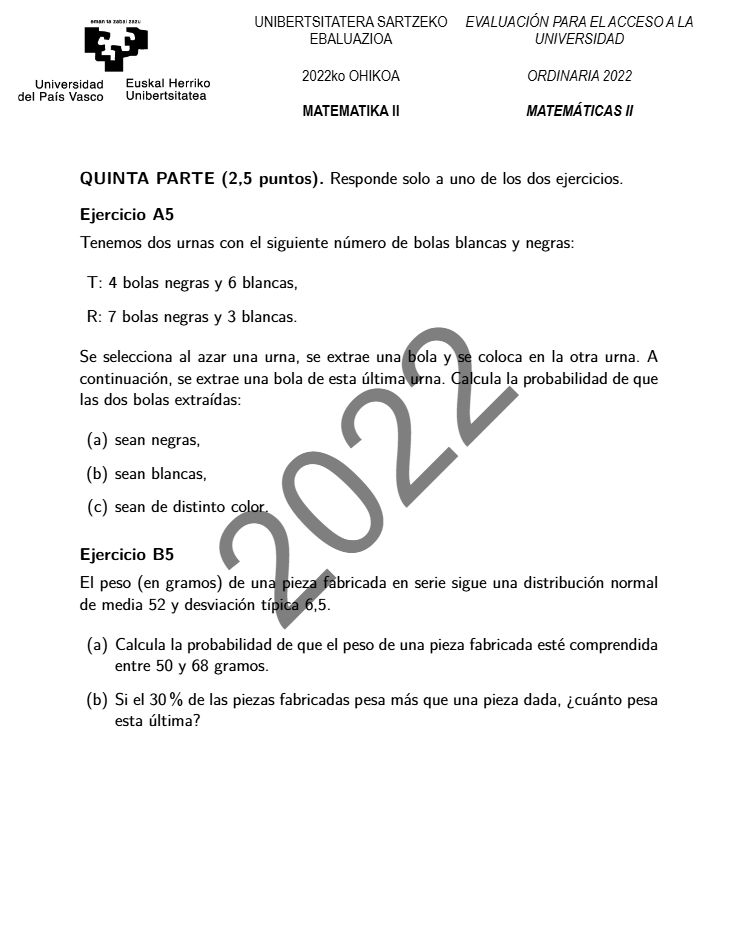 Página 6 del examen de Matemáticas II 2022