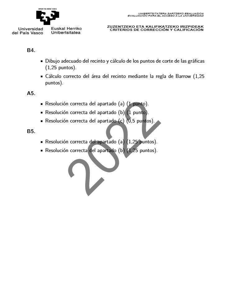 Página 9 del examen de Matemáticas II 2022