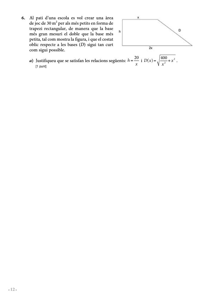 Página 12 del examen de Matemáticas II 2022