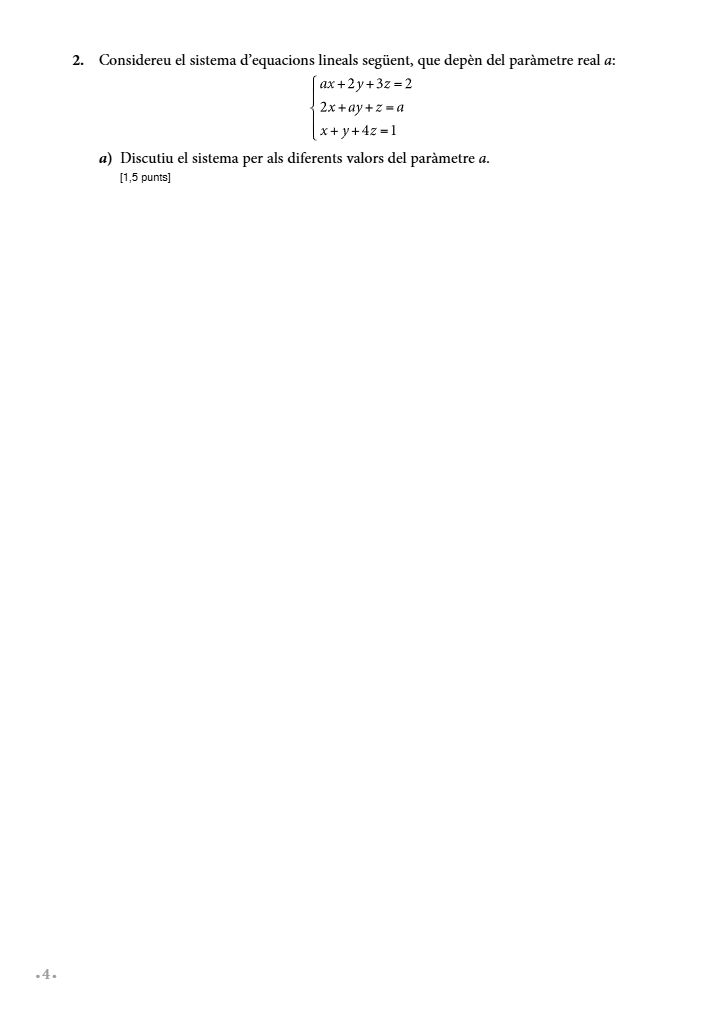 Página 4 del examen de Matemáticas II 2022
