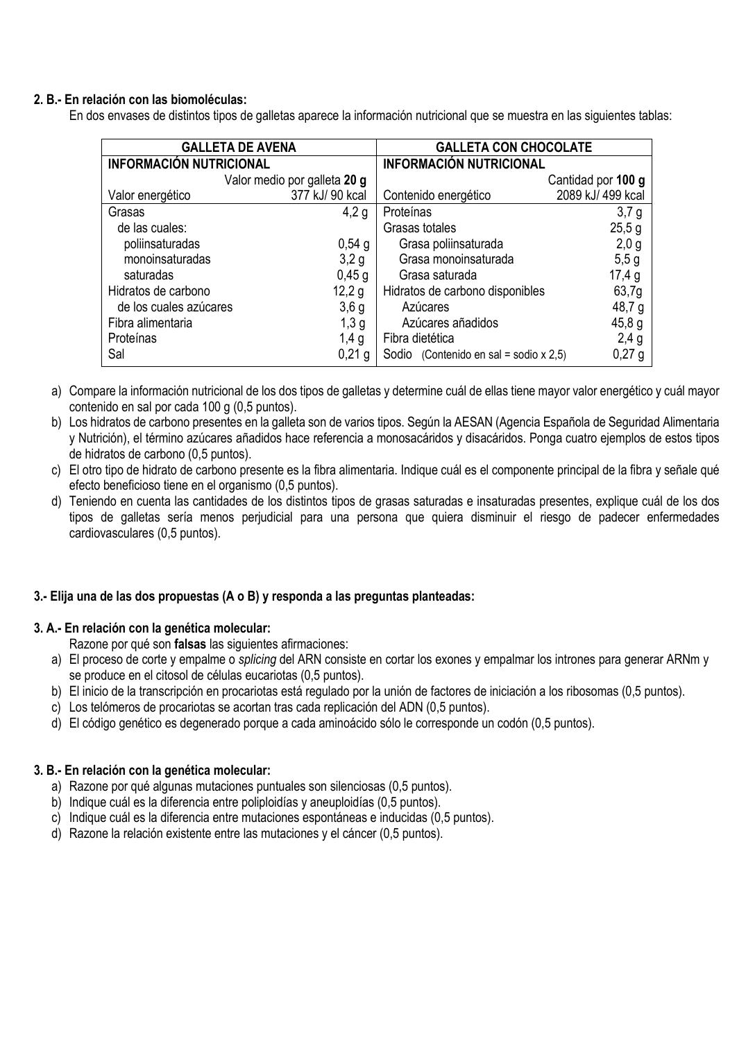 Página 2 del examen de Biología 2025