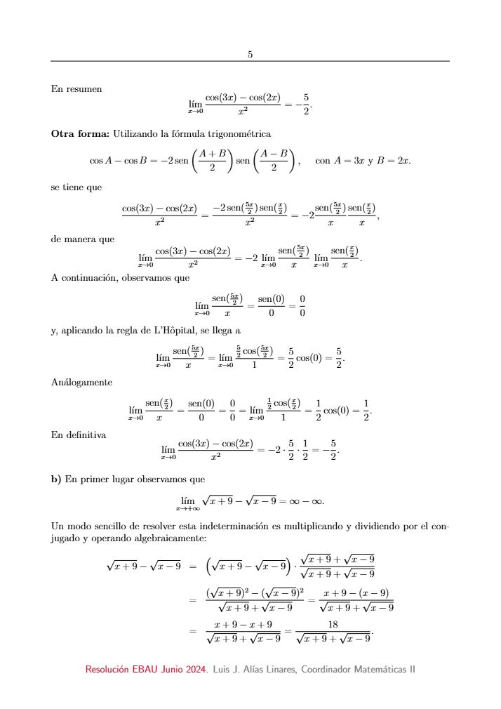 Página 10 del examen de Matemáticas II 2024