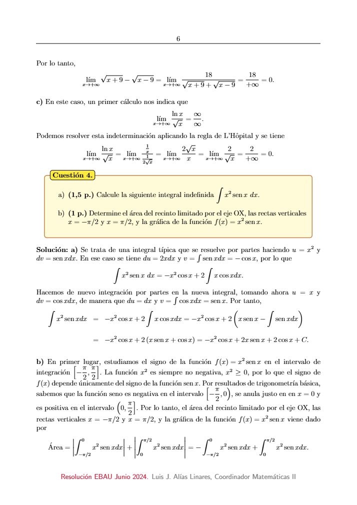 Página 11 del examen de Matemáticas II 2024