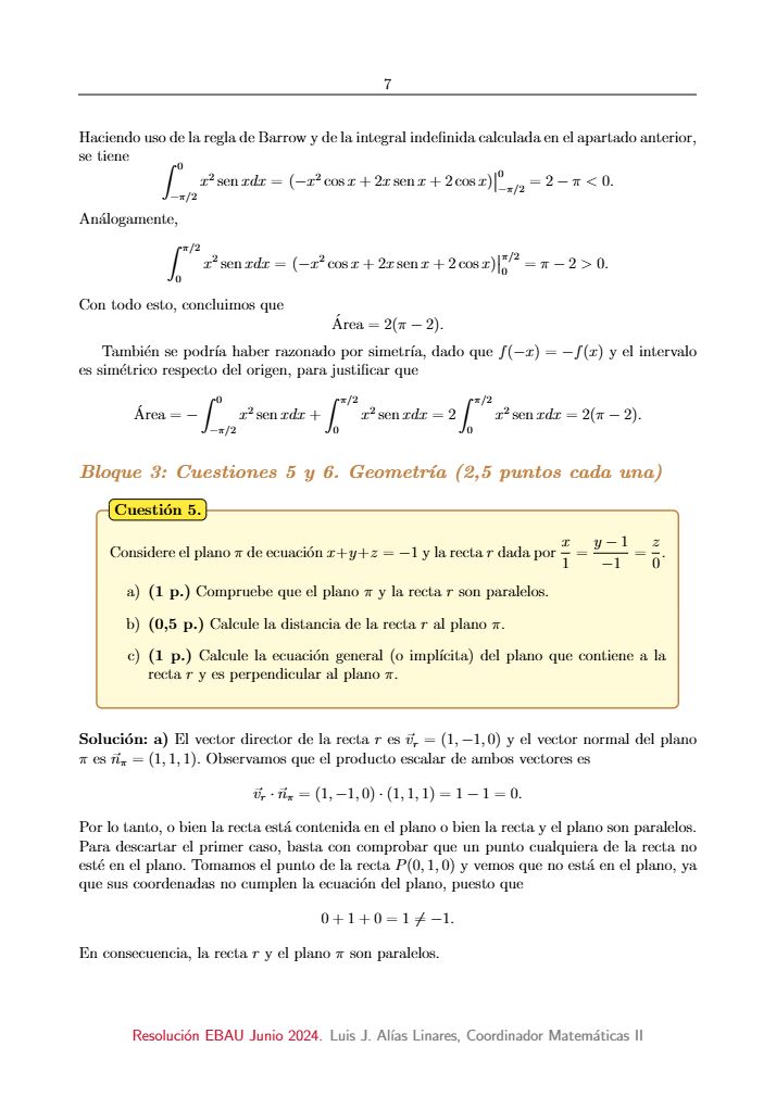 Página 12 del examen de Matemáticas II 2024