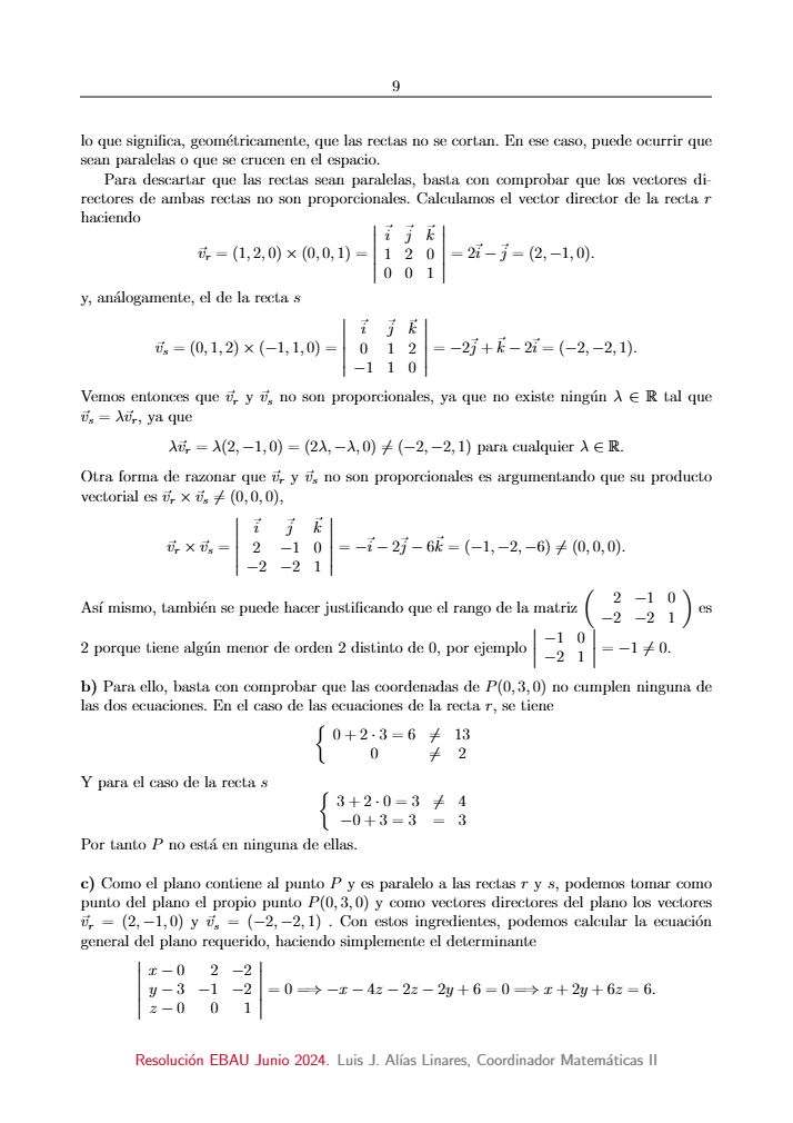 Página 14 del examen de Matemáticas II 2024