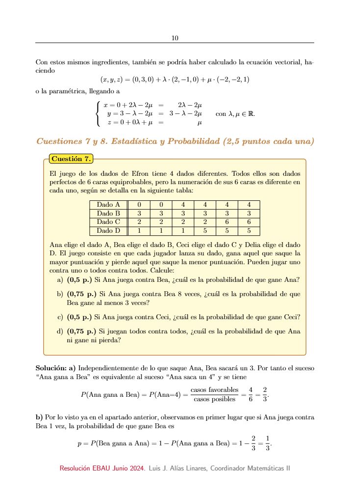Página 15 del examen de Matemáticas II 2024