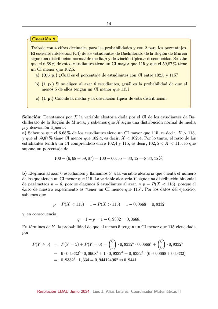 Página 19 del examen de Matemáticas II 2024