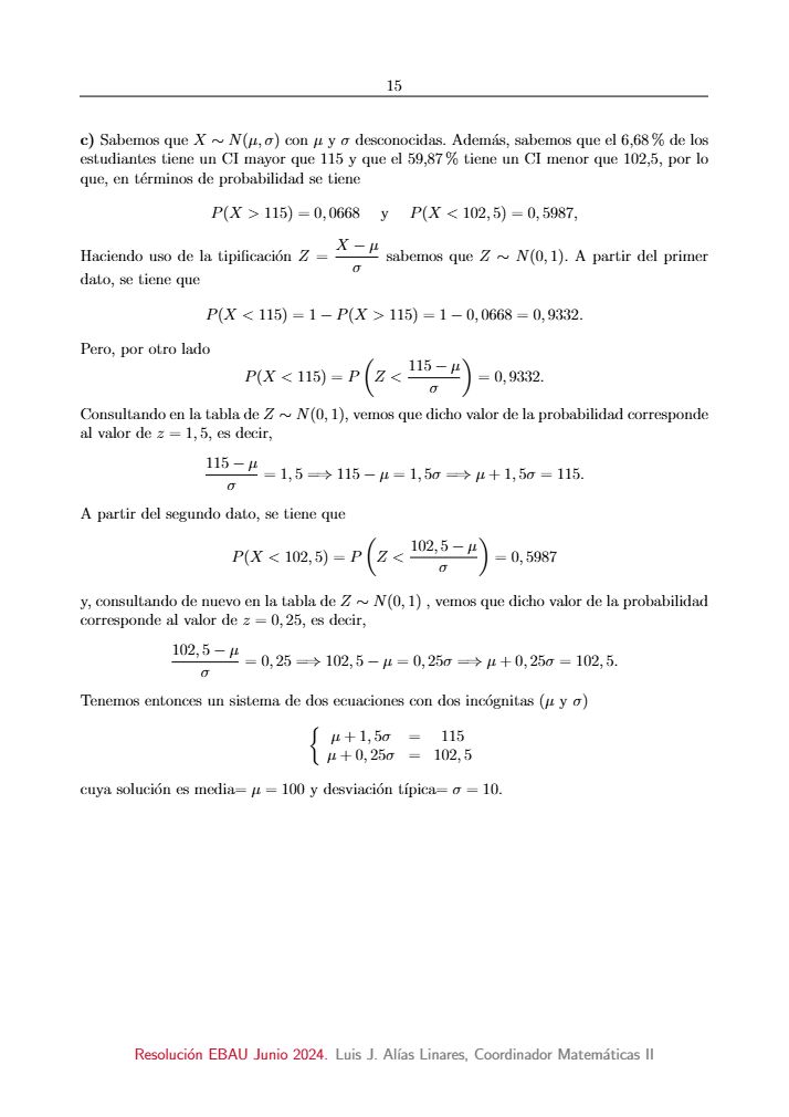 Página 20 del examen de Matemáticas II 2024