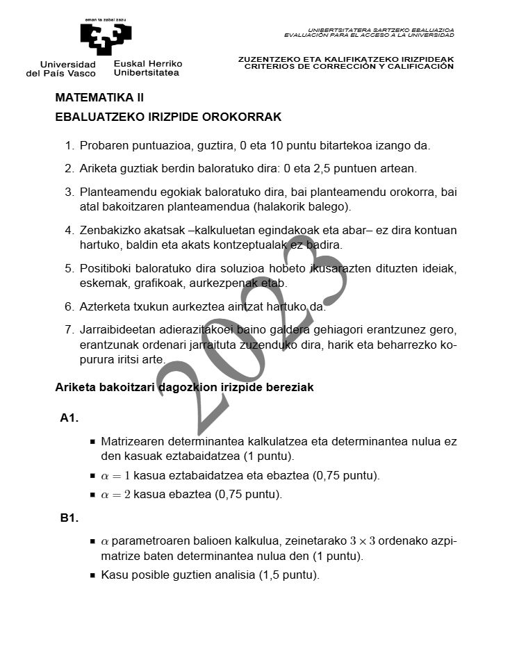 Página 10 del examen de Matemáticas II 2023