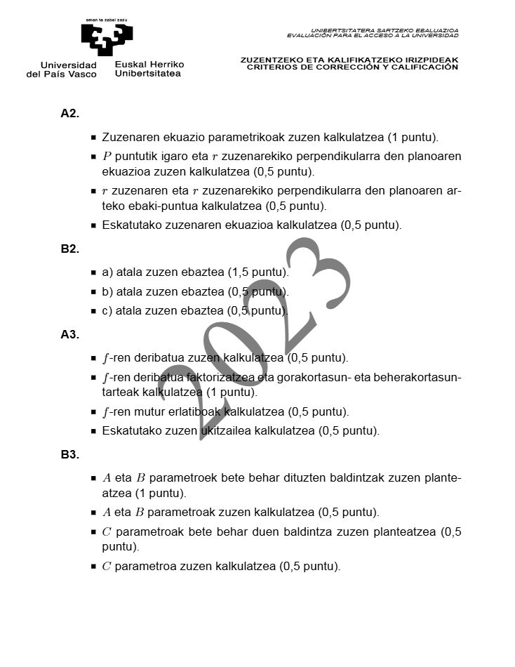 Página 11 del examen de Matemáticas II 2023