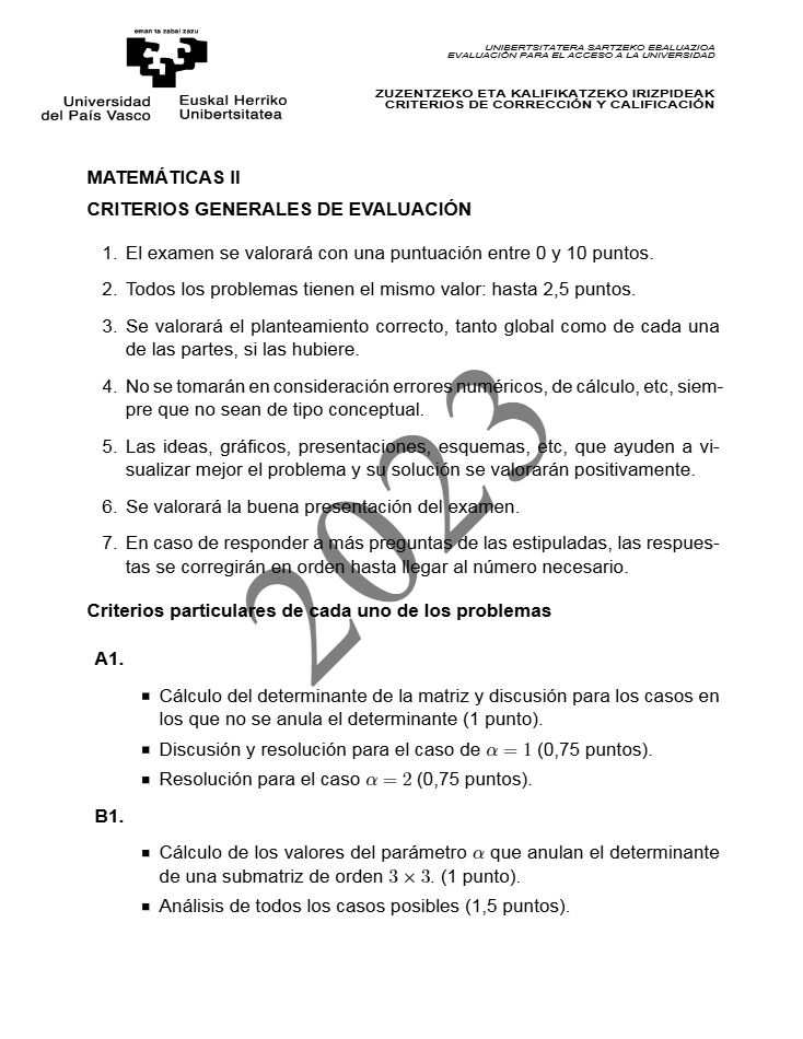 Página 13 del examen de Matemáticas II 2023
