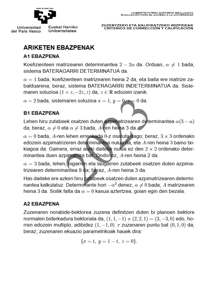 Página 16 del examen de Matemáticas II 2023