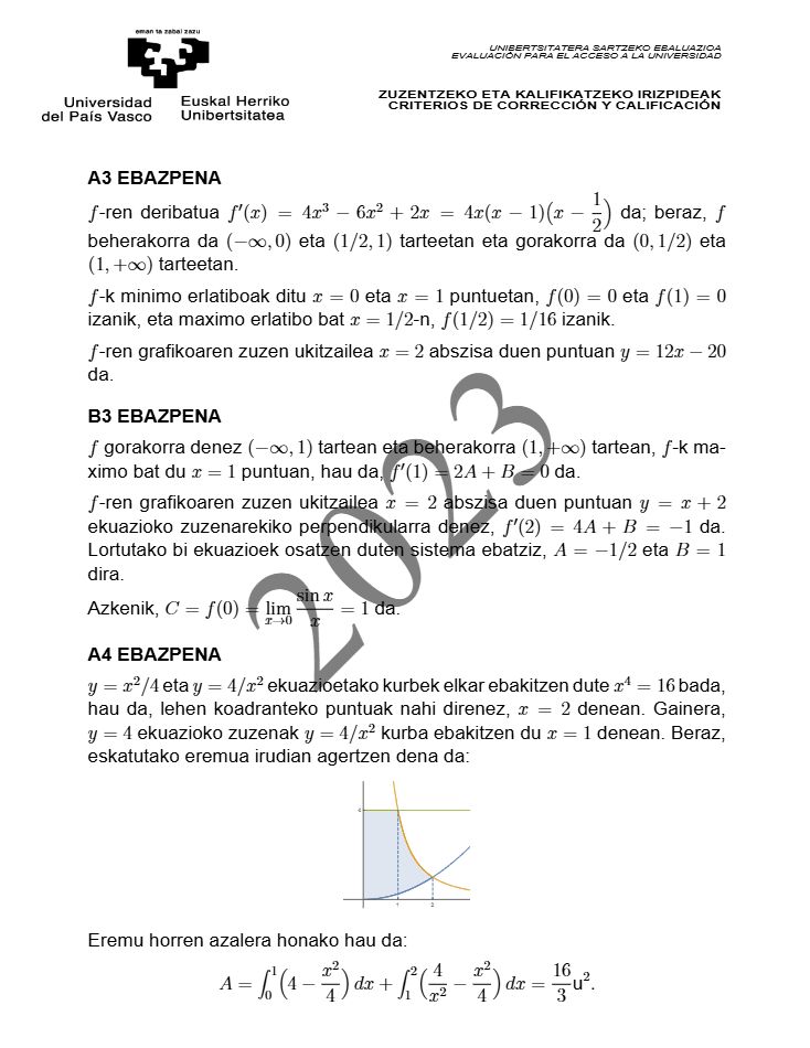 Página 18 del examen de Matemáticas II 2023