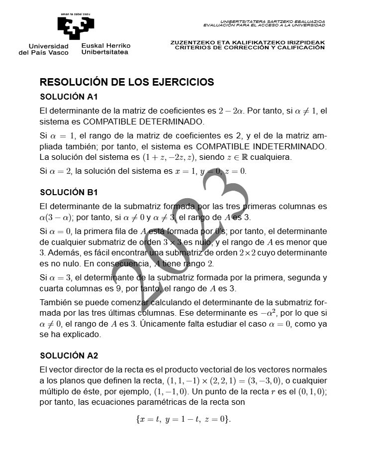 Página 21 del examen de Matemáticas II 2023