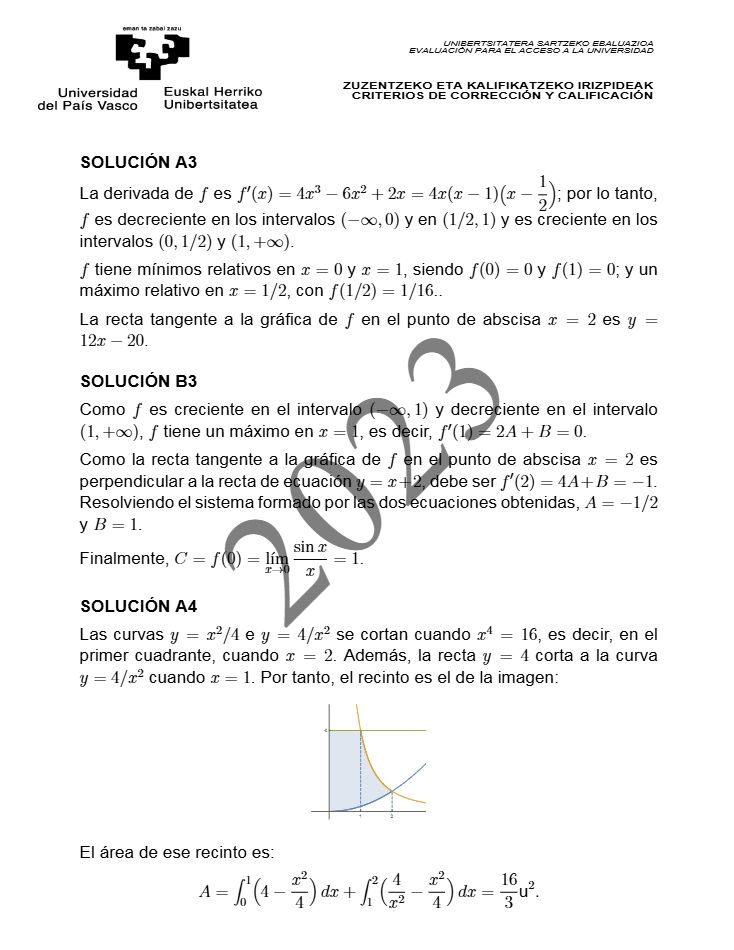 Página 23 del examen de Matemáticas II 2023