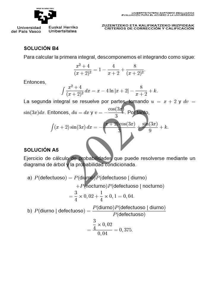 Página 24 del examen de Matemáticas II 2023