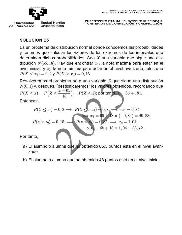 Página 25 del examen de Matemáticas II 2023