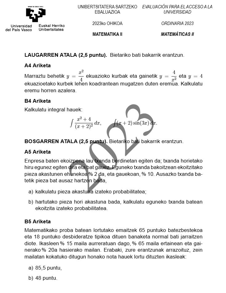 Página 6 del examen de Matemáticas II 2023
