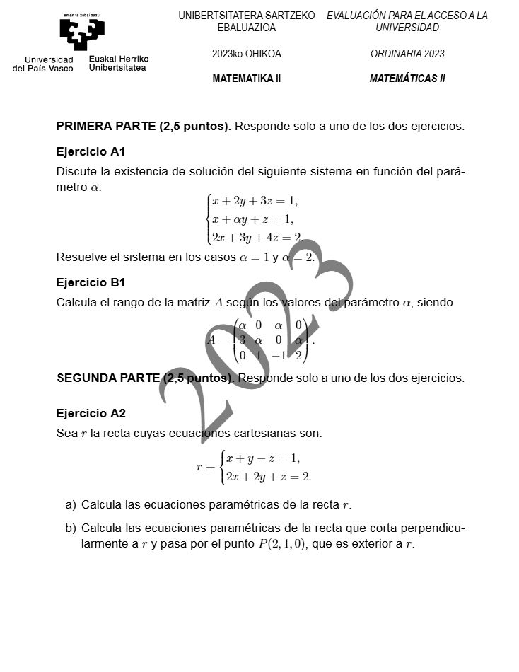 Página 7 del examen de Matemáticas II 2023