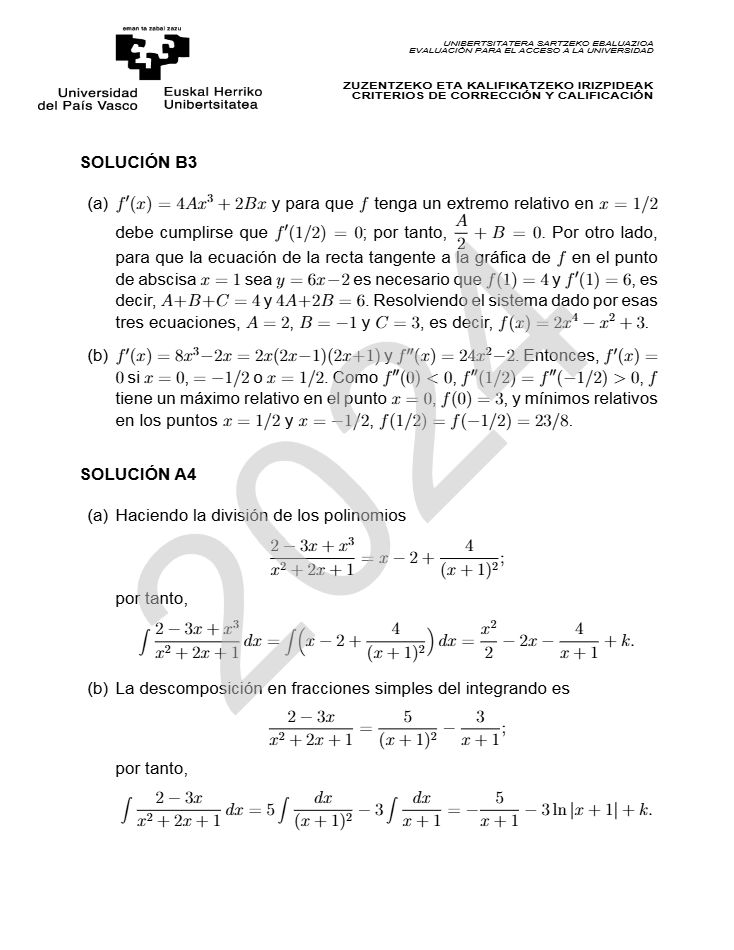 Página 13 del examen de Matemáticas II 2024