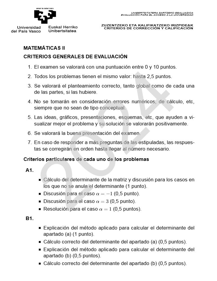 Página 7 del examen de Matemáticas II 2024