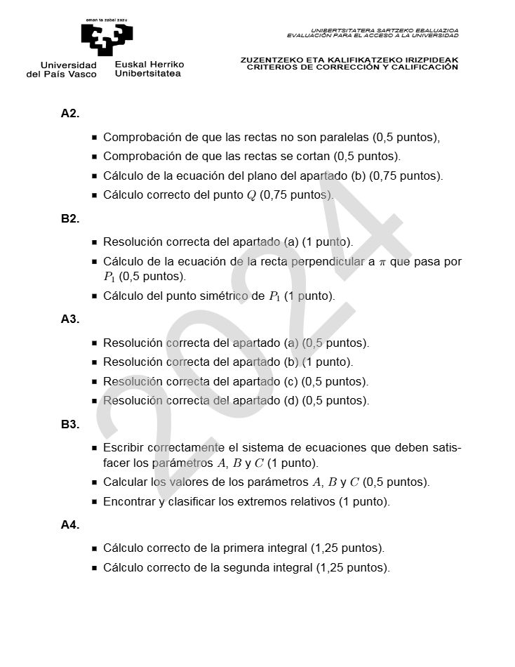 Página 8 del examen de Matemáticas II 2024