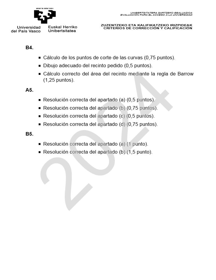 Página 9 del examen de Matemáticas II 2024