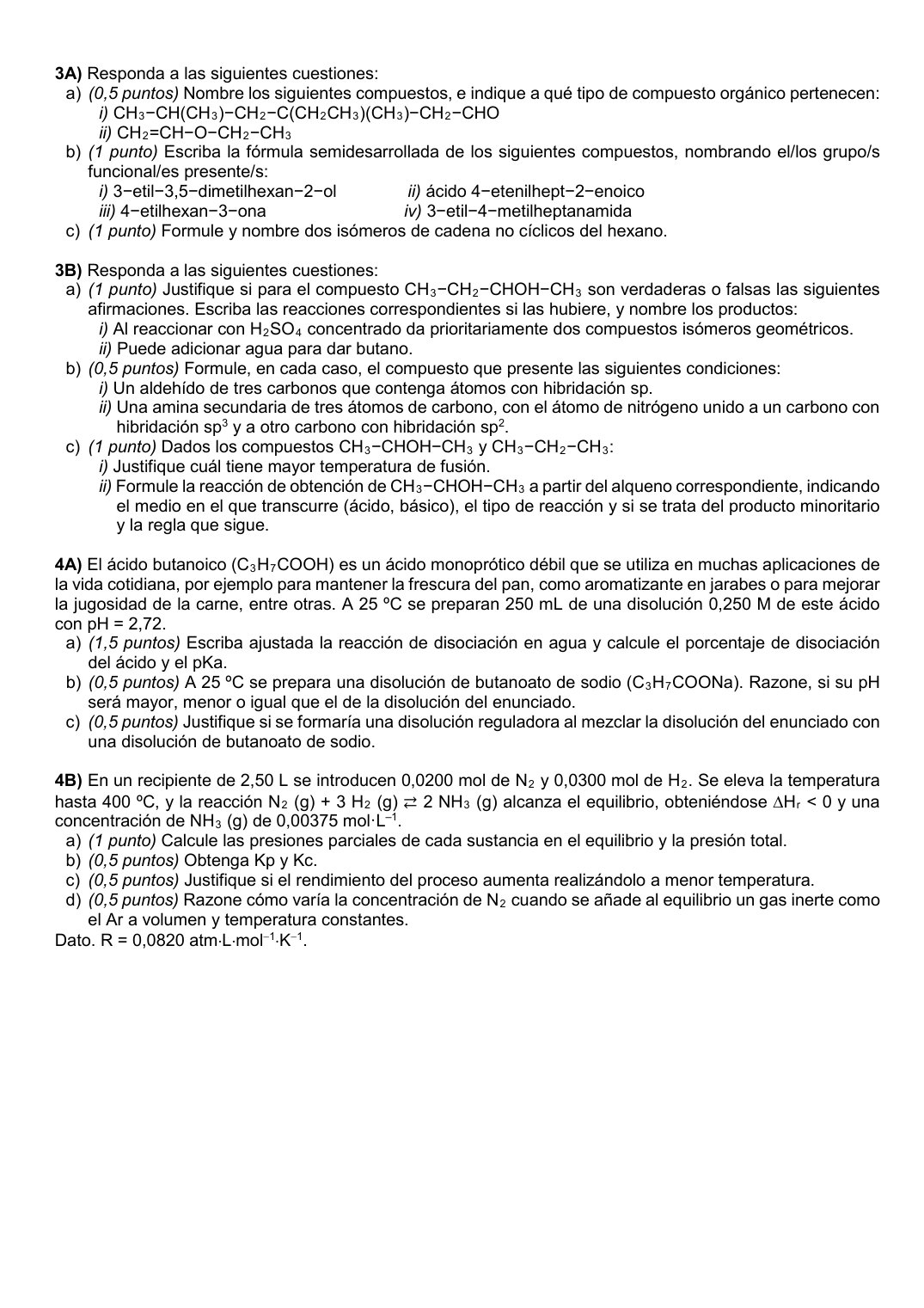 Página 2 del examen de Química 2025